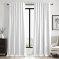 Topfinel 95 inch Living Room Curtains 2 Panels 100% Blackout Linen Texture by Topfinel