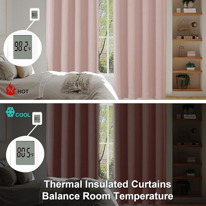 Simplebrand Ava Blush Short 24 Inches Blackout Curtain 2 Panels Set, Half - Image 6