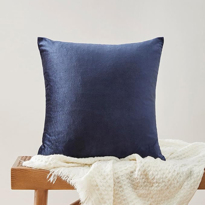 GIGIZAZA Navy Blue Velvet Pillow Covers 20x20, Square Solid Throw Pillow Covers - Image 8