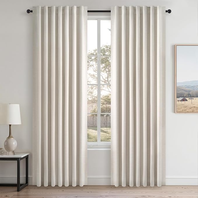 Topfinel 80 Inch Long Linen Blackout Curtains 2 Panels Set by Topfinel