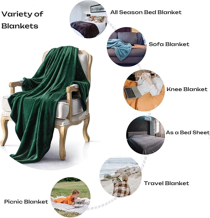 Forest Green Flannel Fleece Throw Blanket Throw Size, Super Soft Plush Cozy and - Image 3
