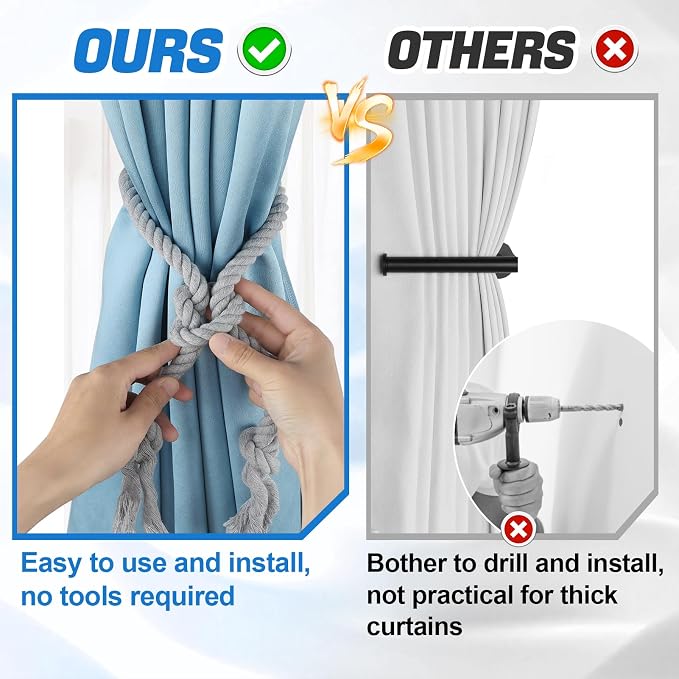 4 Pcs Hand Woven Curtain Tiebacks No Drilling - Image 3