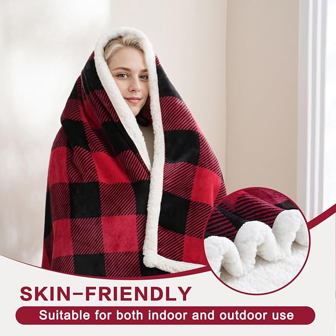 PU MEI Sherpa Fleece Throw Blanket 60" x 80" Reversible Plush Fluffy Large Big - Image 3