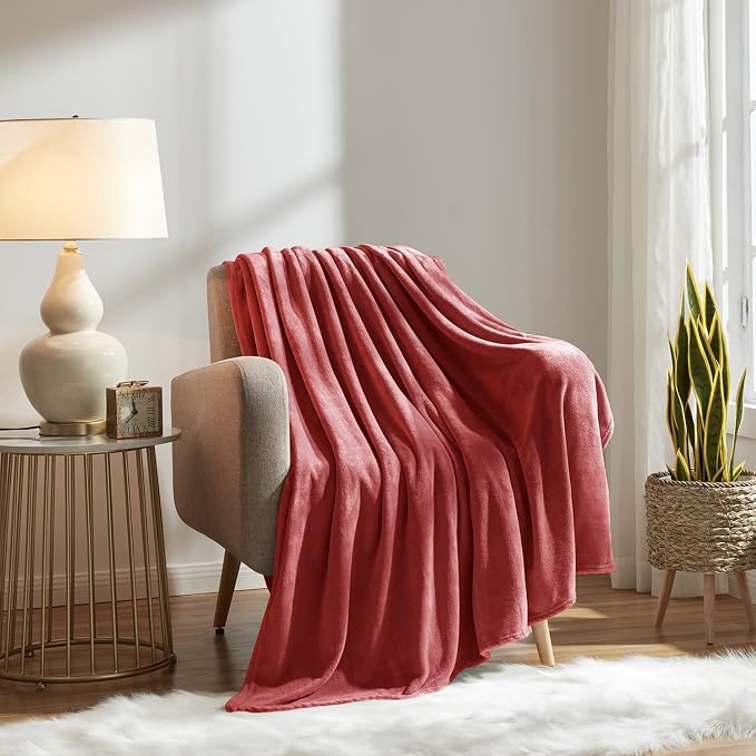 KMUSET Fleece Blanket Throw Size Coral Lightweight Super Soft Cozy Luxury Bed - Image 2
