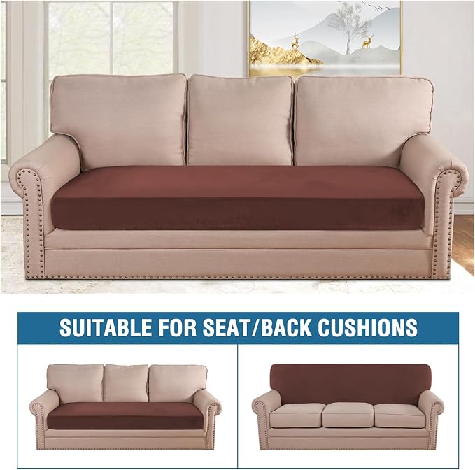H.VERSAILTEX Velvet Stretch Individual Couch Cushion Cover Plush Cushion - Image 3