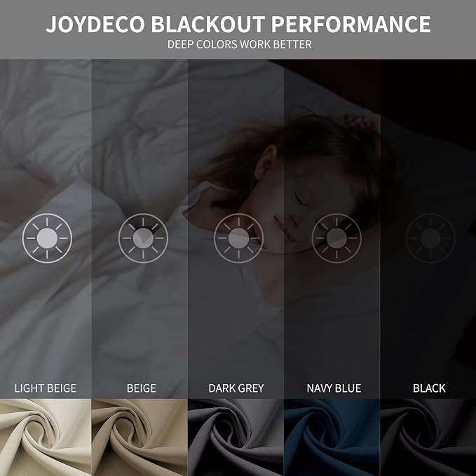 Joydeco Blackout Curtains 63 inch Length 2 Panels Set, Thermal Insulated Long - Image 2