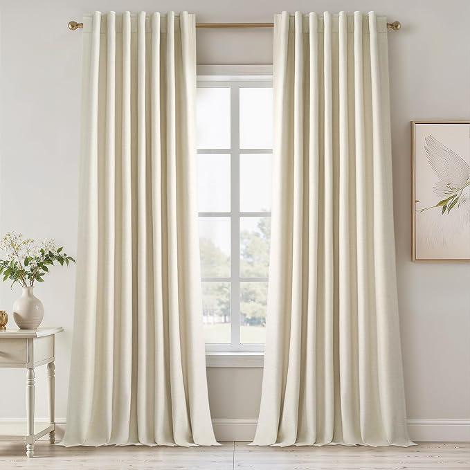 Cream Extra Long 120 Inch Blackout Curtains by Topfinel