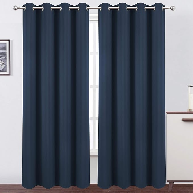 LEMOMO Blackout Curtains 66 x 84 inch/Navy Blue Curtains Set of 2 by Lemomo