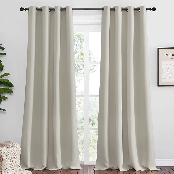NICETOWN Natural Room Darkening Curtains 96" Long by NICETOWN