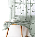 HOMEIDEAS Sage Green Sheer Curtains 52 X 84 Inches Long 2 Panels Embroidered by HOMEIDEAS