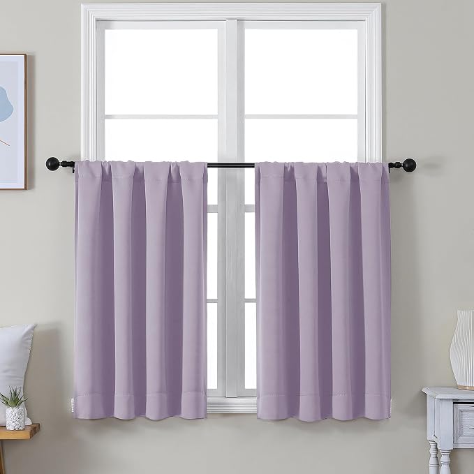 Simplebrand Ava Lilac Short 36 Inches Blackout Curtain 2 Panels Set, Half by Simplebrand