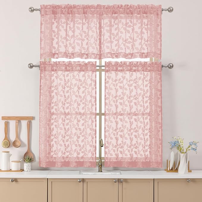 Chyhomenyc Blush Pink Sheer Valances - Image 2