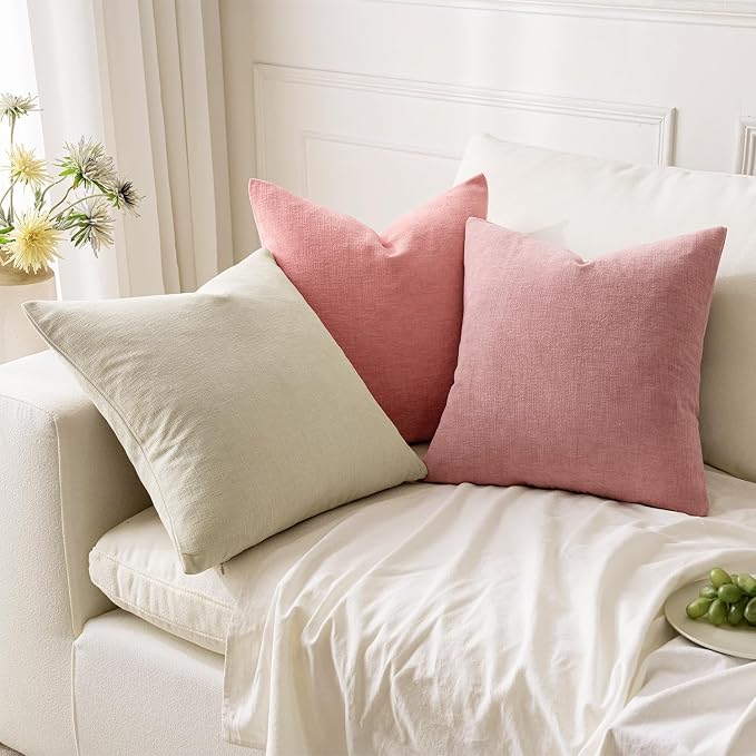 MIULEE Coral Red Chenille Couch Throw Pillow Covers, 20x20 | Set of 2, Soft - Image 5