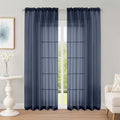 OWENIE Sheer Curtains 84 Inches Long 2 Panels Set, Sheer Navy Blue Curtains by OWENIE