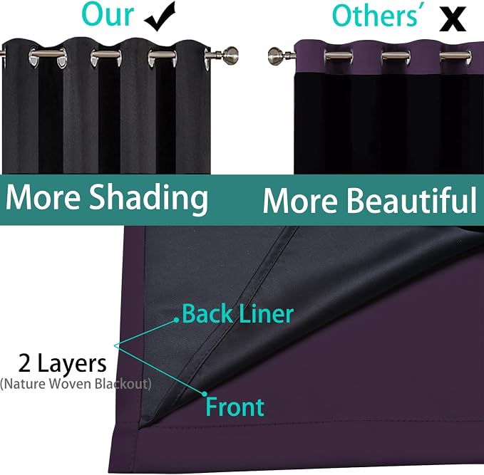 Yakamok 100% Blackout Curtains 84 Inches Long, 2 Thick Layers Heat and Full - Image 5