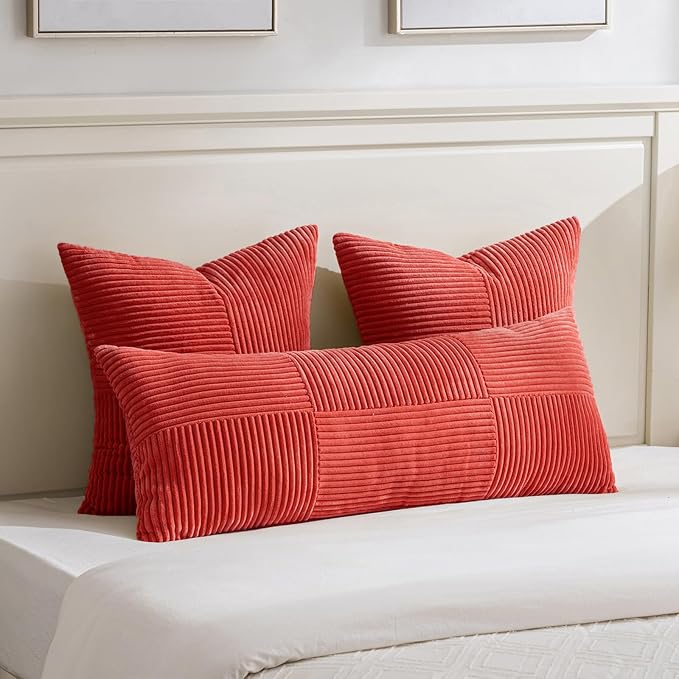 Fancy Homi 2 Packs Red Decorative Throw Pillow Covers 22x22 Inch - Image 5