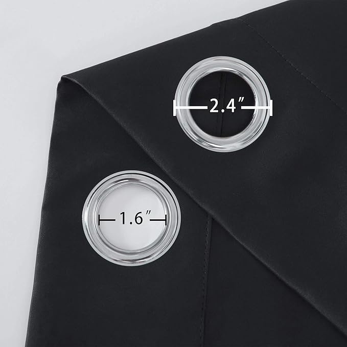 Black Blackout Curtains 66 x 63 Inch Length/Set of 2 Curtain Panels/Thermal - Image 5