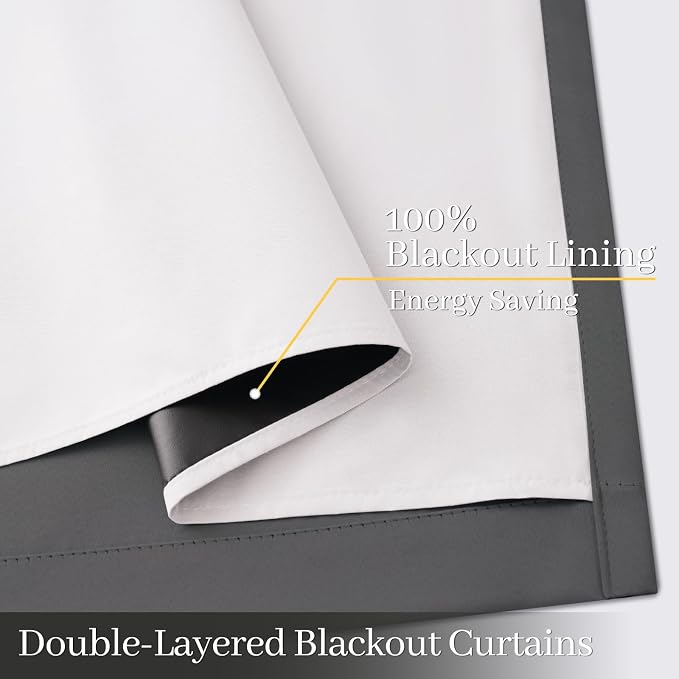 Yakamok 100% Blackout Curtain Panels 84 inches Cold and Light Blocking Drapes - Image 4