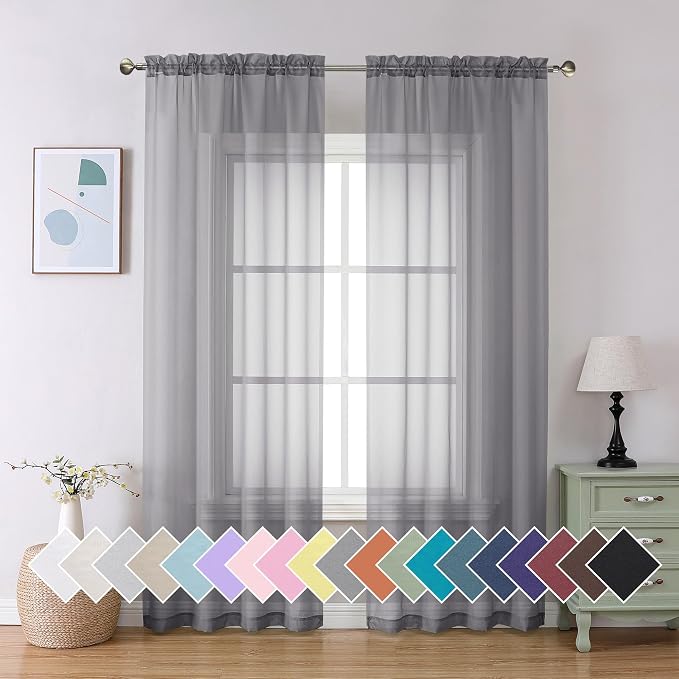 Aiyufeng Sheer Voile Window Treatment Rod Pocket Curtain Panels by Aiyufeng
