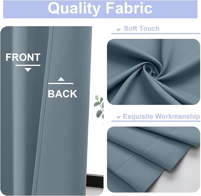Simplebrand Ava Stone Blue Blackout Curtains - Image 3