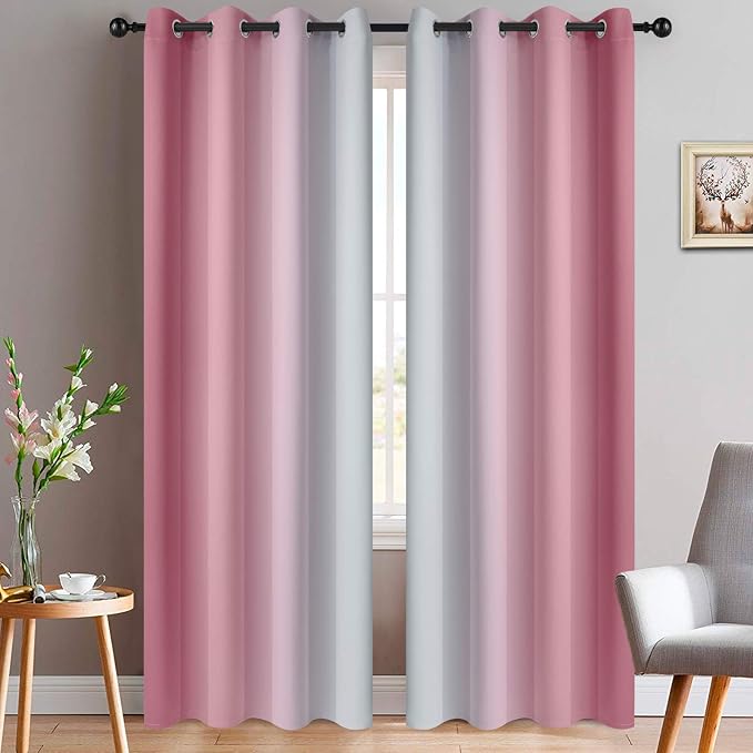 Yakamok Room Darkening Gradient Color Ombre Curtains 84 Inch Length, Thermal by Yakamok