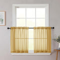 Kitchen Curtains 24 Inch Length Tier 2 Pieces, Cafe Bathroom Basement Rod by WelvetBLK