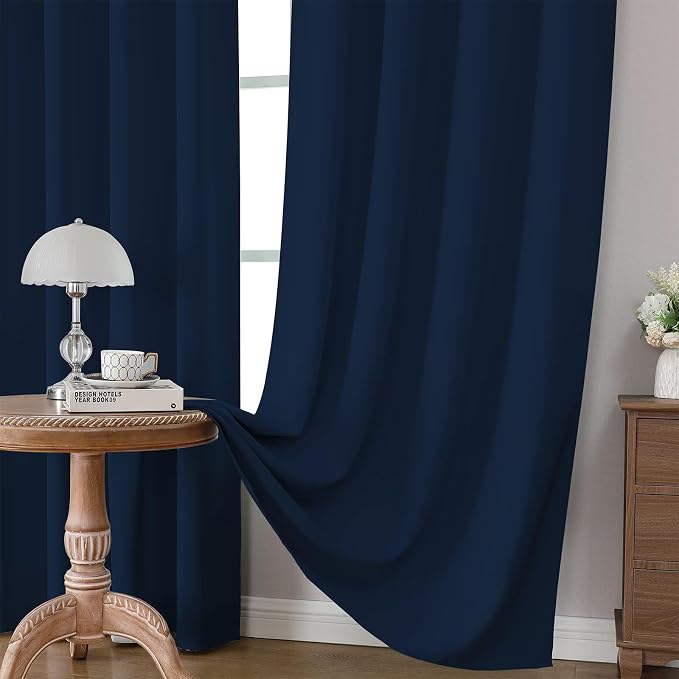 CUCRAF Navy Blue Blackout Curtains 72 inch Length 2 Panels Set, Rod Pocket Room - Image 5