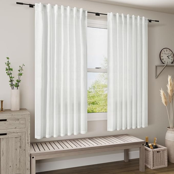 Nanspring 48 Inch Linen Curtains, 2 Panels - Image 8