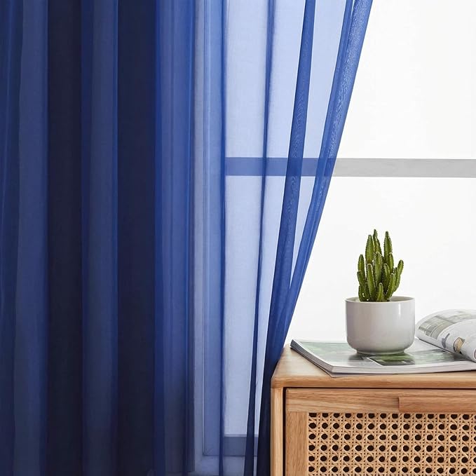 Sheer Curtains 84 Inches Long 2 Panels Set - Image 6