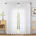 Extra Wide White Sheer Curtains 90 Inches Long 2 Panels, Light Filtering by Home