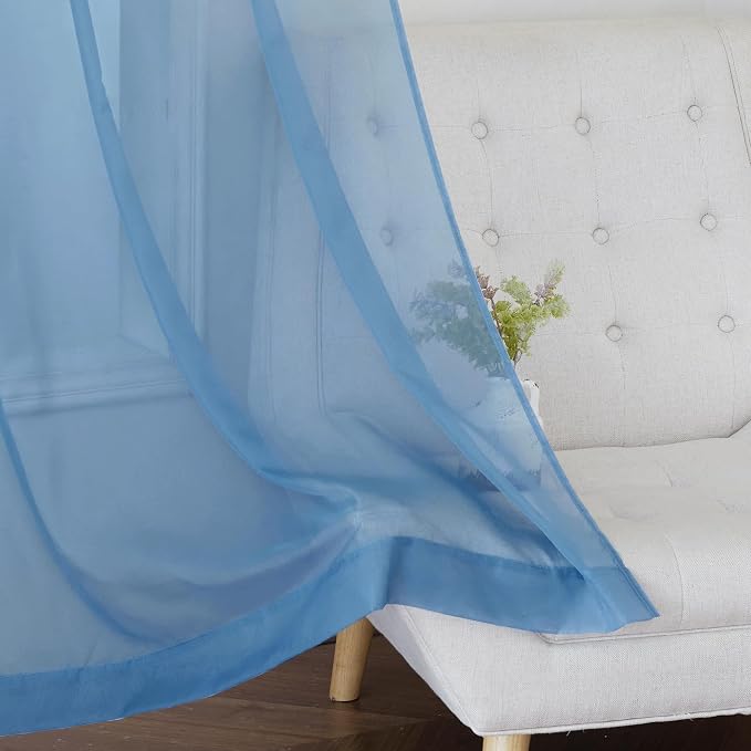 NICETOWN Stone Blue Sheer Curtains 96 Inches Long, Grommet Airy & Lightweight - Image 7