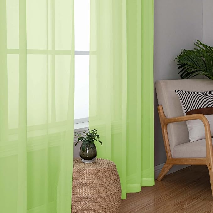 Simplebrand Lime Short Sheer Curtains 45 Inch Length - Image 7
