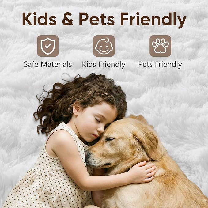 7x10 Large White Fluffy Soft Area Rug Non-Slip - Image 7