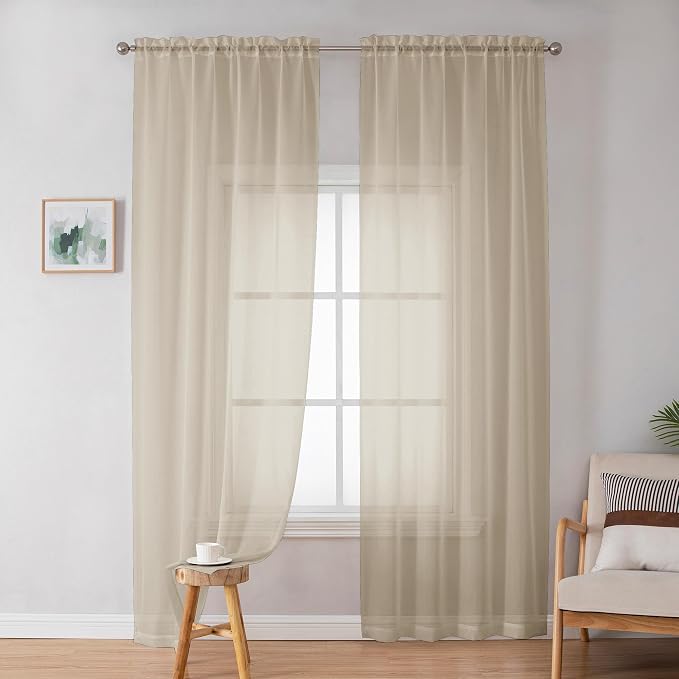 OWENIE Sheer Curtains 72 Inches Long - Image 2