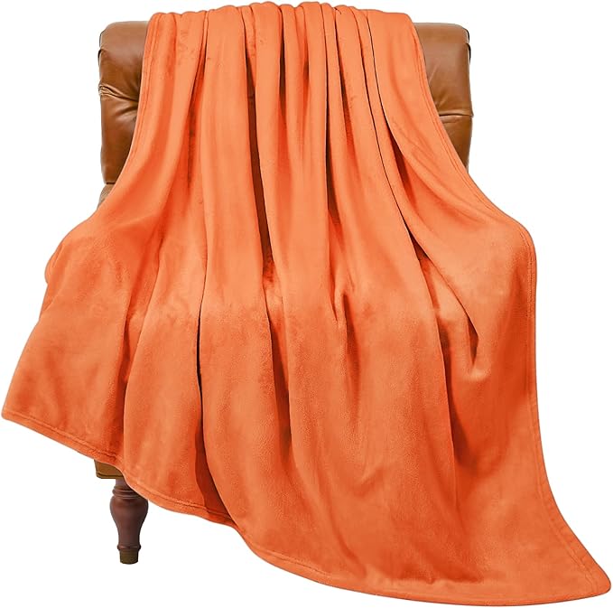 BEDELITE Fleece Blanket Twin Size Orange Throw Blanket by BEDELITE
