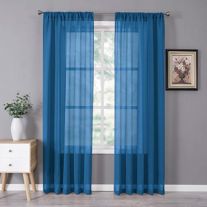 Tollpiz Sheer Curtains Linen Textured Bedroom Curtain Sheers Light Filtering by Tollpiz