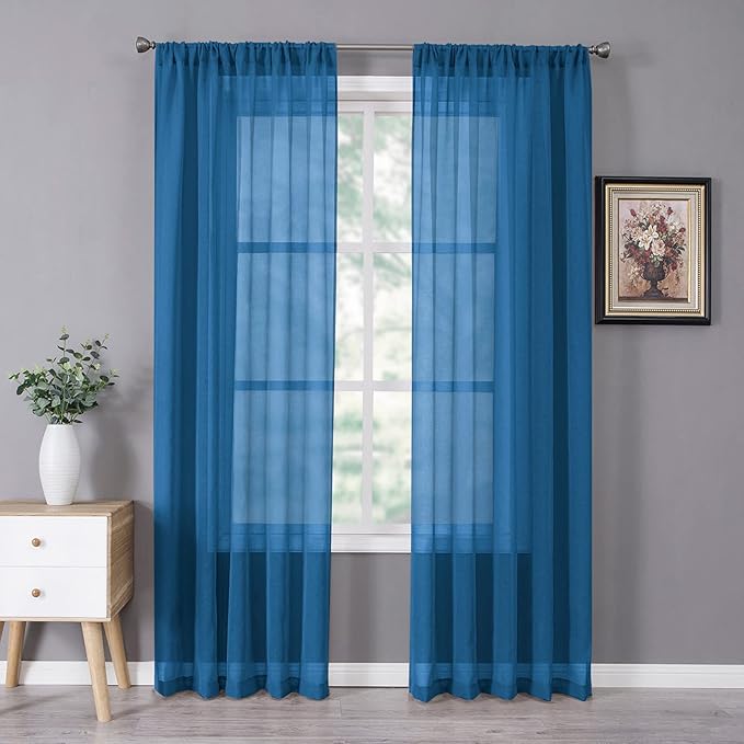 Tollpiz Sheer Curtain Linen Textured Bedroom Curtains Sheer Light Filtering Rod by Tollpiz