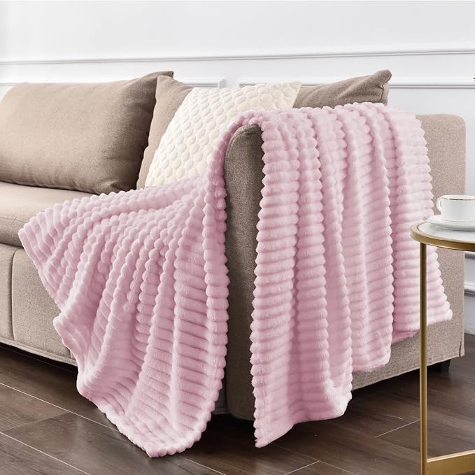BEDELITE Fleece Throw Blanket for Couch – 3D Ribbed Jacquard Soft and Warm - Image 7