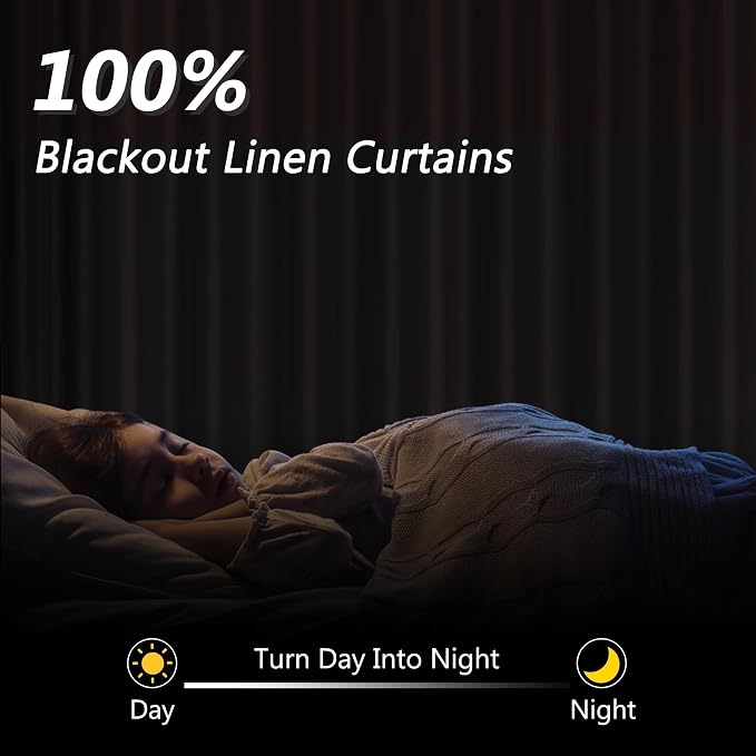 Guken 100% Blackout Curtains 90 Inch Length 2 Panels Set - Image 2
