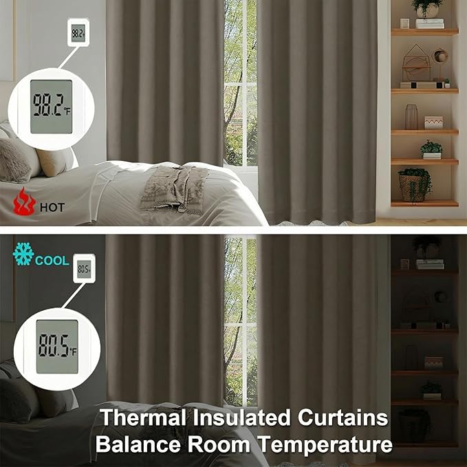 Simplebrand Ava Latte Short 36 Inches Blackout Curtain 2 Panels Set, Half - Image 6