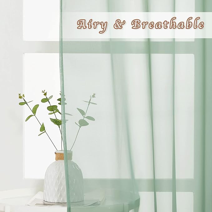 NICETOWN Sheer Curtains for Bedroom Windows, Grommet Top Voile Sheer Country - Image 4