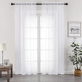 Chyhomenyc White Sheer Curtains 96 inches Long 2 Panels Set, Light Filtering by Chyhomenyc