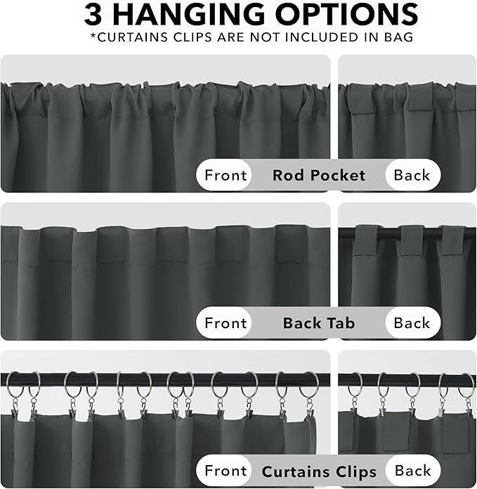 Deconovo Back Tab and Rod Pocket Short Blackout Curtains - Image 2