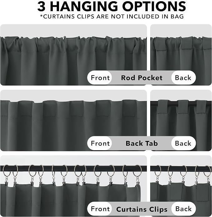 Deconovo Blackout Curtains, Thermal Insulated, W52 x L54 2 Panels, Back Tab - Image 2