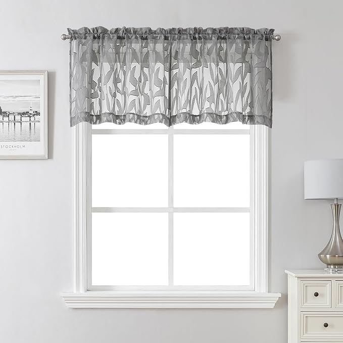 Lecloud Leia Charcoal Grey Sheer Valances by Lecloud