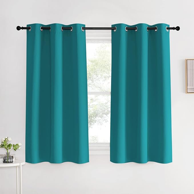NICETOWN Room Darkening Curtains 60 inch Length 2 Panels, Peacock Teal by NICETOWN