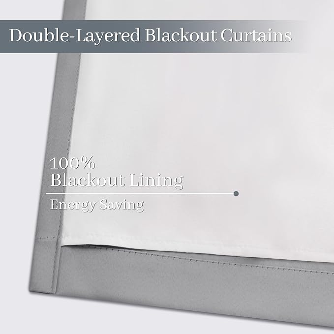 Yakamok Dove Grey 100% Blackout Curtains Grommet Window Treatments - Image 4