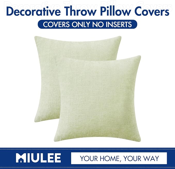 MIULEE Pack of 2 Spring Light Green Couch Throw Pillow Covers 18x18 Inch Soft - Image 6