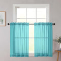 Cafe Curtains 36 Inch Length Tier 2 Pieces, Modern Soft Airy Sheer Kitchen by WelvetBLK
