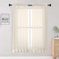 OWENIE Cream Sheer Curtains 68 Inch Length 2 Panels Set by OWENIE